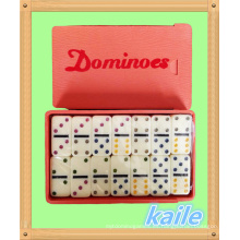 Doble 6 dominó colorido pequeño en caja de plástico